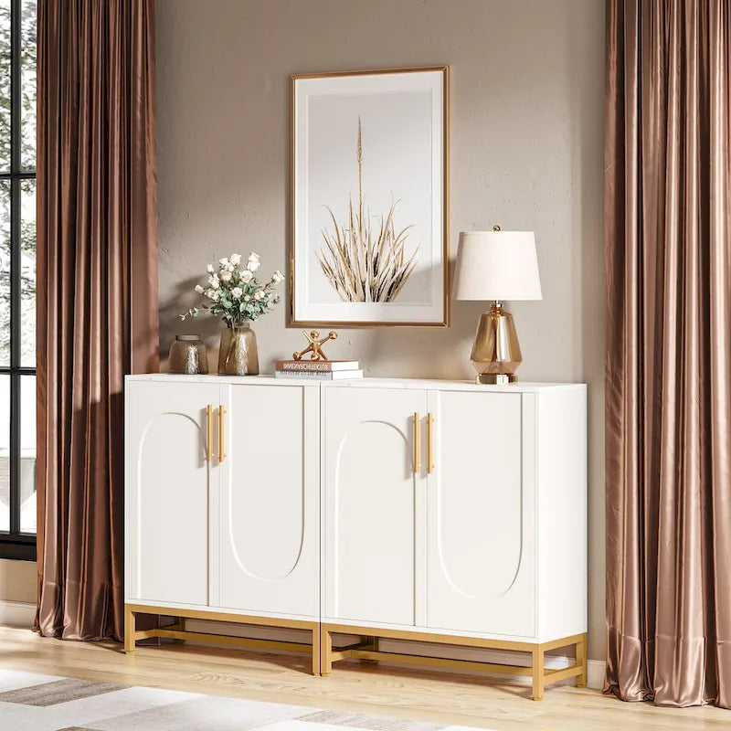 Mueble aparador con almacenamiento, aparador moderno de 4 puertas con estante ajustable para sala de estar, cocina, comedor, pasillo