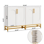 Mueble aparador con almacenamiento, aparador moderno de 4 puertas con estante ajustable para sala de estar, cocina, comedor, pasillo