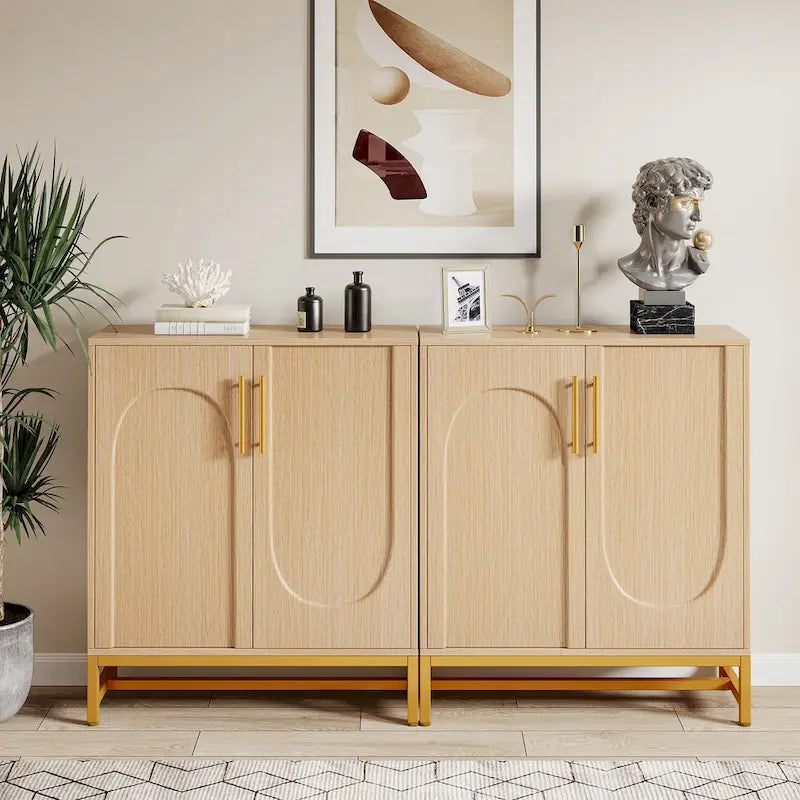 Mueble aparador con almacenamiento, aparador moderno de 4 puertas con estante ajustable para sala de estar, cocina, comedor, pasillo