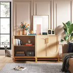 Mueble aparador con almacenamiento, aparador moderno de 4 puertas con estante ajustable para sala de estar, cocina, comedor, pasillo
