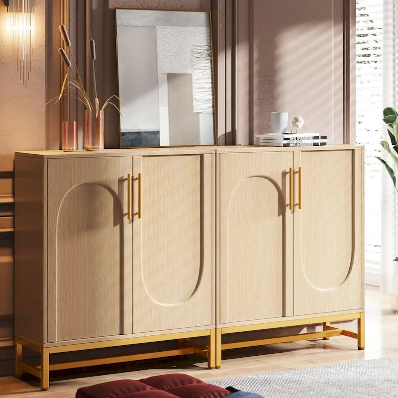 Mueble aparador con almacenamiento, aparador moderno de 4 puertas con estante ajustable para sala de estar, cocina, comedor, pasillo