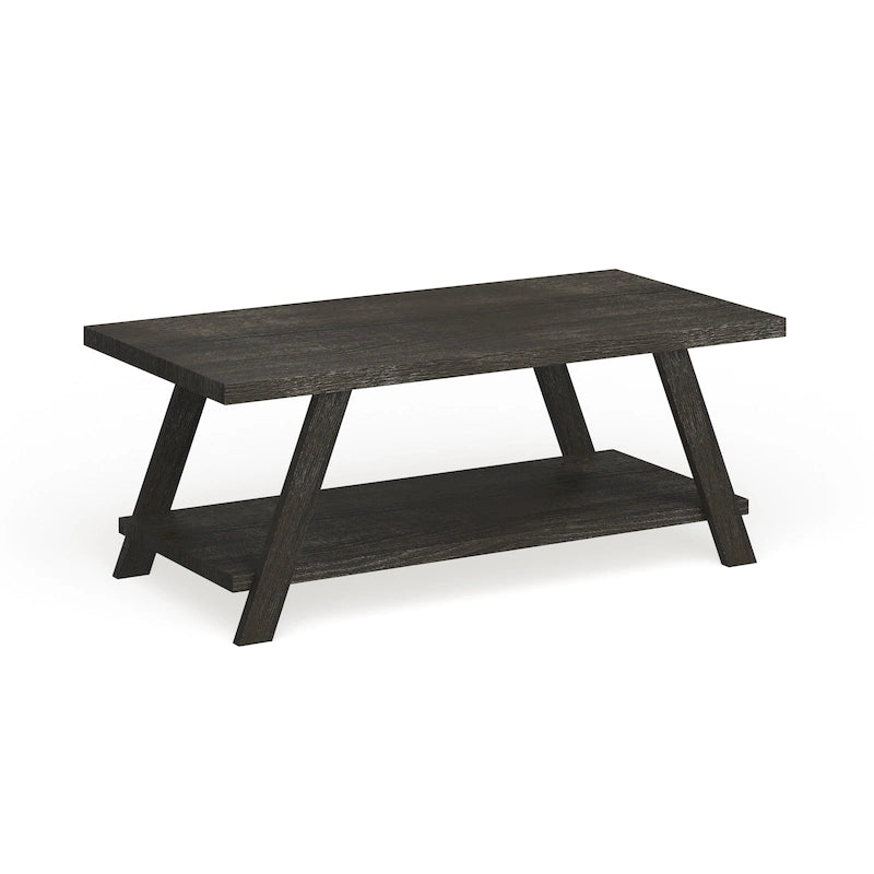 Mesa de centro contemporánea con estante de madera replicada