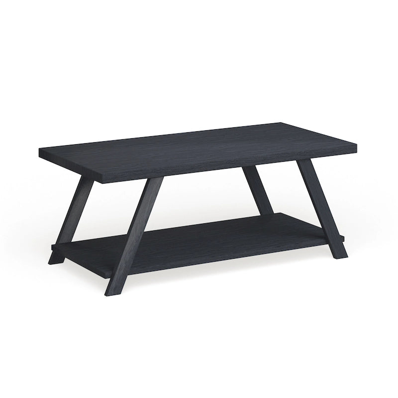 Mesa de centro contemporánea con estante de madera replicada