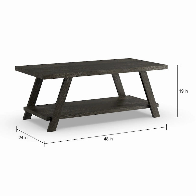 Mesa de centro contemporánea con estante de madera replicada