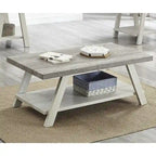 Mesa de centro contemporánea con estante de madera replicada