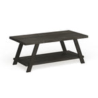 Mesa de centro contemporánea con estante de madera replicada