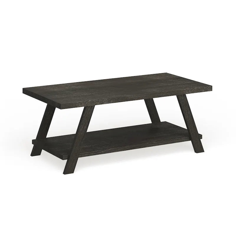 Mesa de centro contemporánea con estante de madera replicada