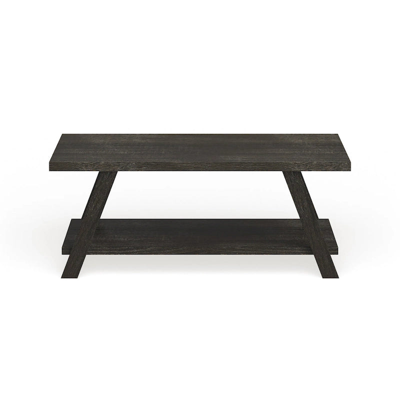 Mesa de centro contemporánea con estante de madera replicada