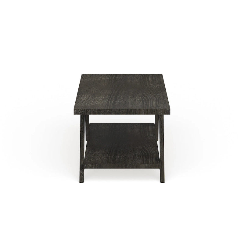Mesa de centro contemporánea con estante de madera replicada