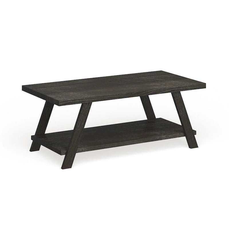 Mesa de centro contemporánea con estante de madera replicada
