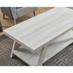 Mesa de centro contemporánea con estante de madera replicada