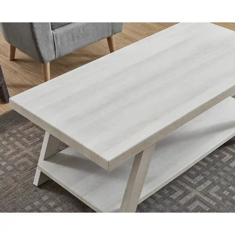 Mesa de centro contemporánea con estante de madera replicada