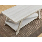 Mesa de centro contemporánea con estante de madera replicada