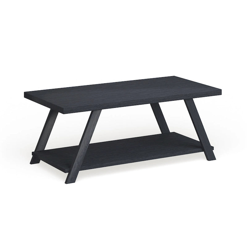 Mesa de centro contemporánea con estante de madera replicada
