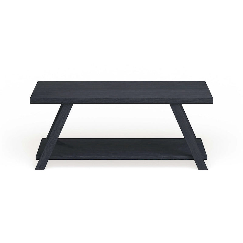 Mesa de centro contemporánea con estante de madera replicada