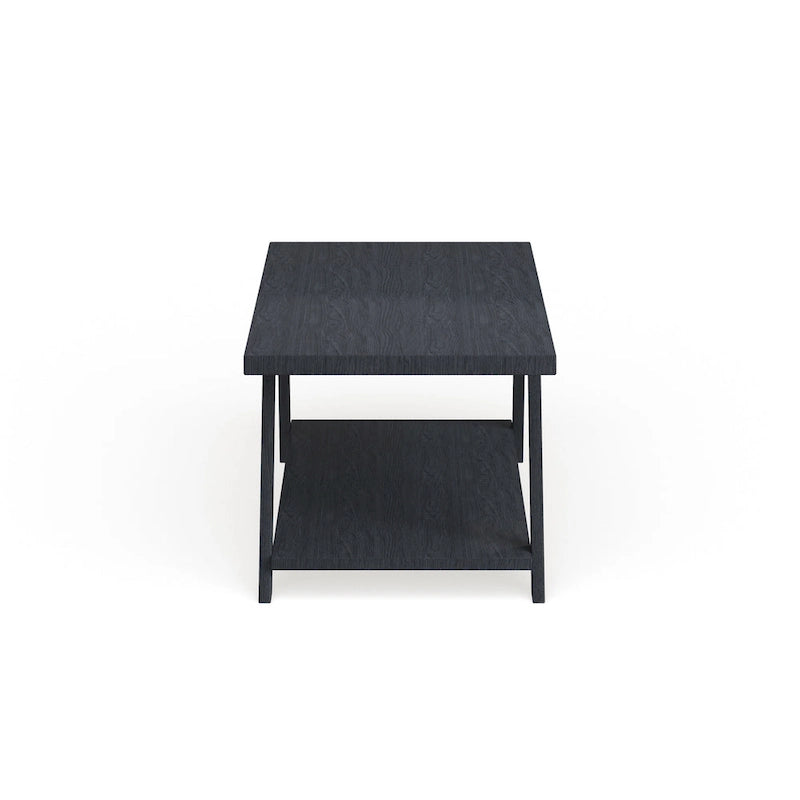 Mesa de centro contemporánea con estante de madera replicada