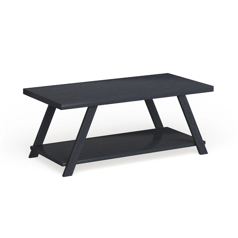 Mesa de centro contemporánea con estante de madera replicada