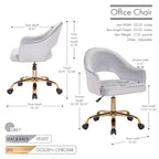 Sillón de Oficina Giratorio de Terciopelo, Patas de Cromo Dorado