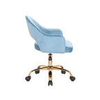 Sillón de Oficina Giratorio de Terciopelo, Patas de Cromo Dorado