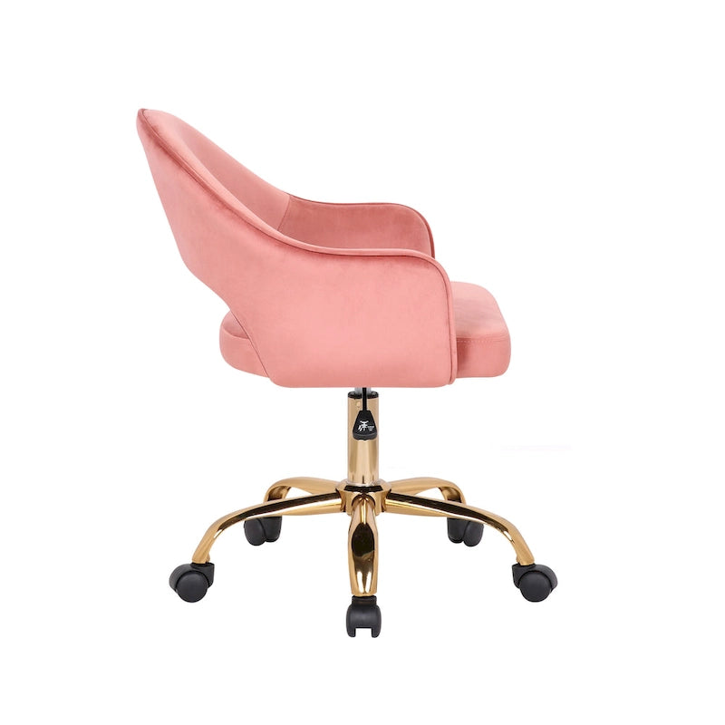 Sillón de Oficina Giratorio de Terciopelo, Patas de Cromo Dorado