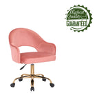 Sillón de Oficina Giratorio de Terciopelo, Patas de Cromo Dorado