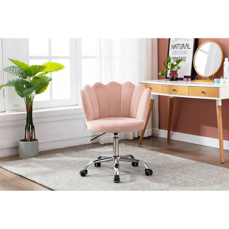 Silla de oficina doméstica giratoria tapizada en terciopelo con altura ajustable