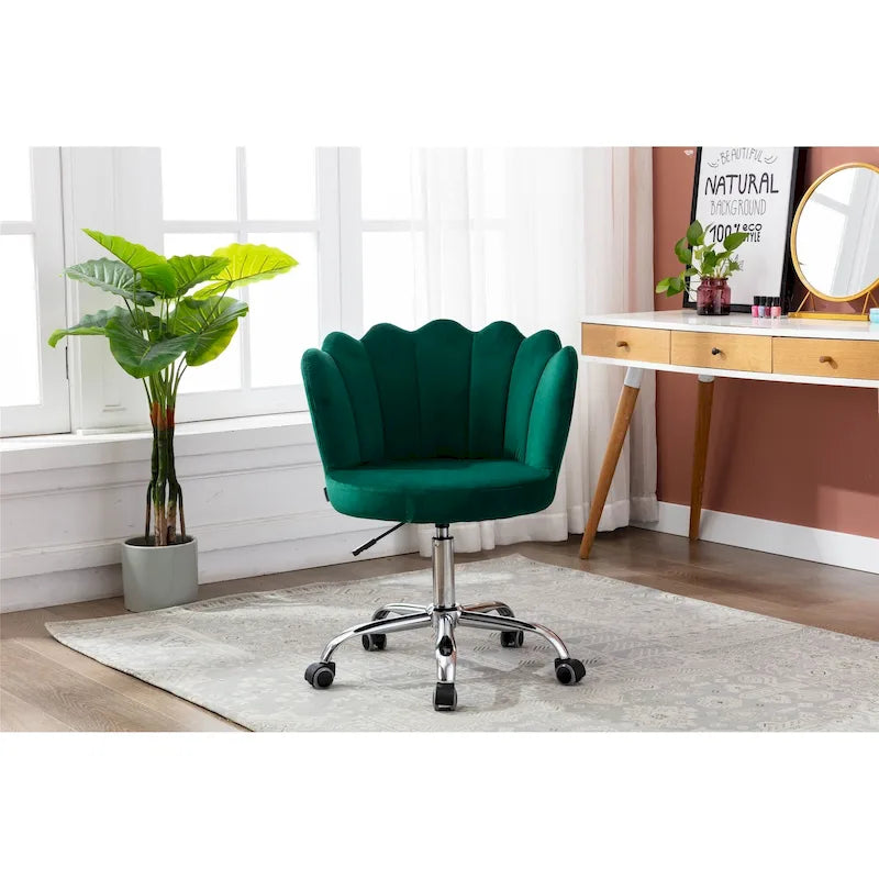Silla de oficina doméstica giratoria tapizada en terciopelo con altura ajustable