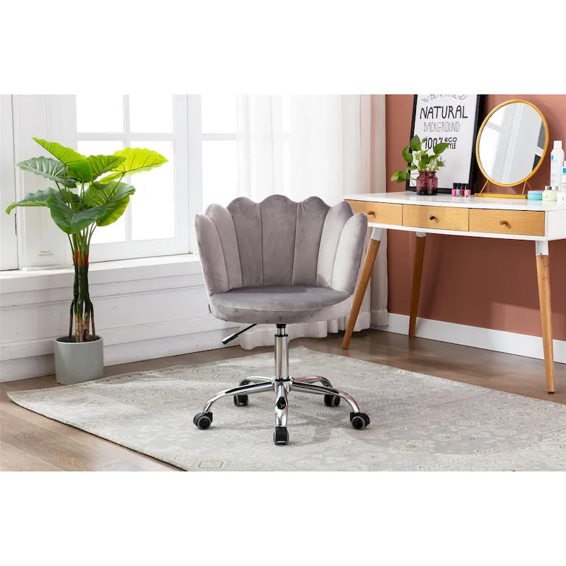 Silla de oficina doméstica giratoria tapizada en terciopelo con altura ajustable