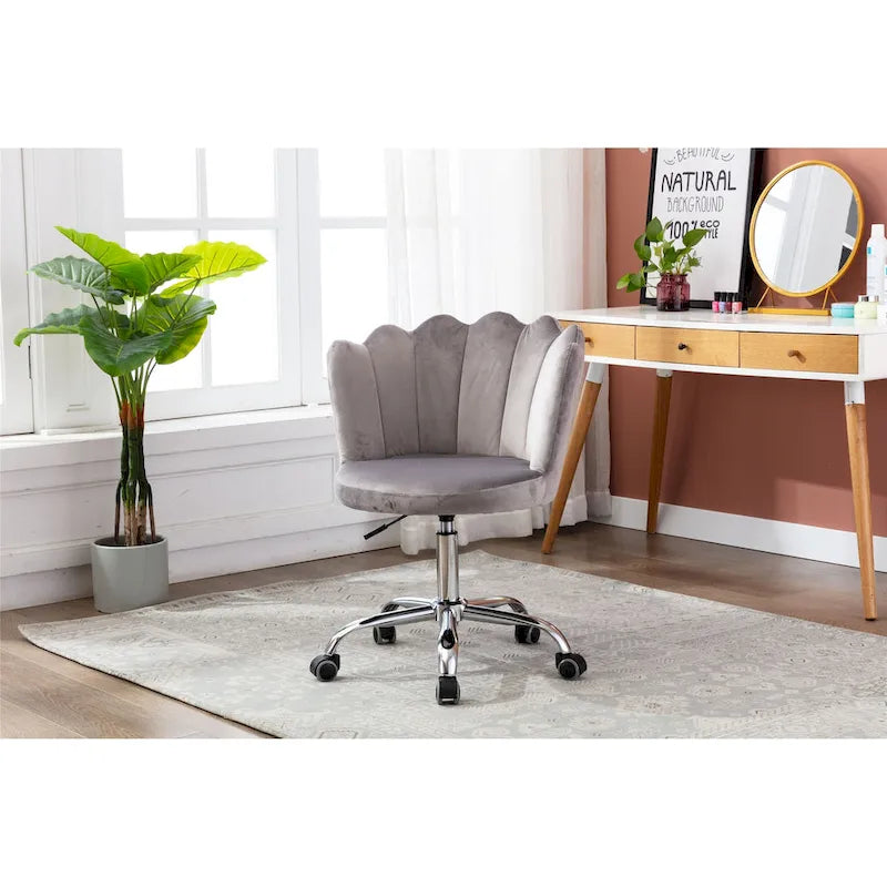 Silla de oficina doméstica giratoria tapizada en terciopelo con altura ajustable
