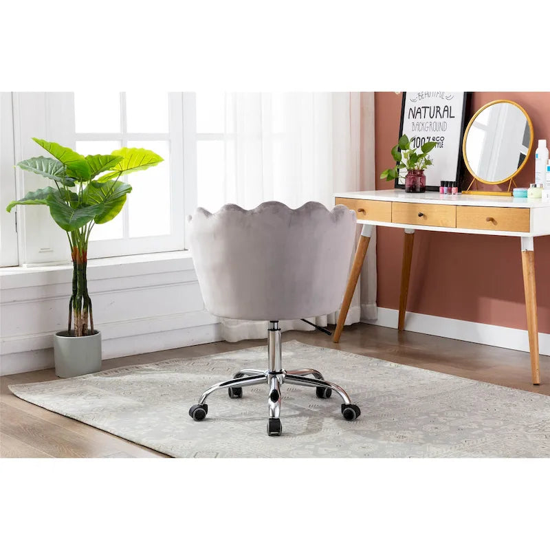 Silla de oficina doméstica giratoria tapizada en terciopelo con altura ajustable