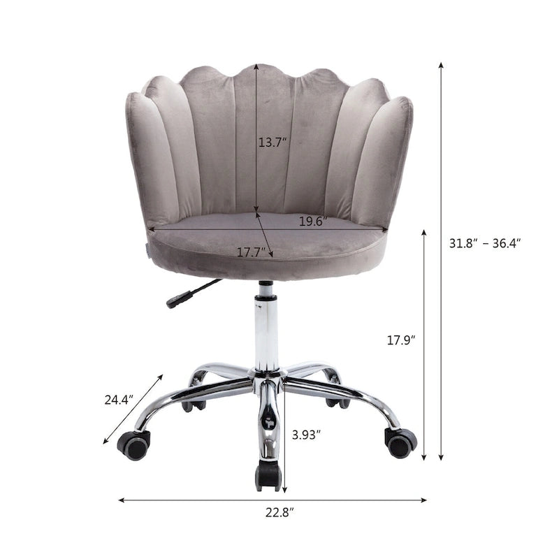 Silla de oficina doméstica giratoria tapizada en terciopelo con altura ajustable