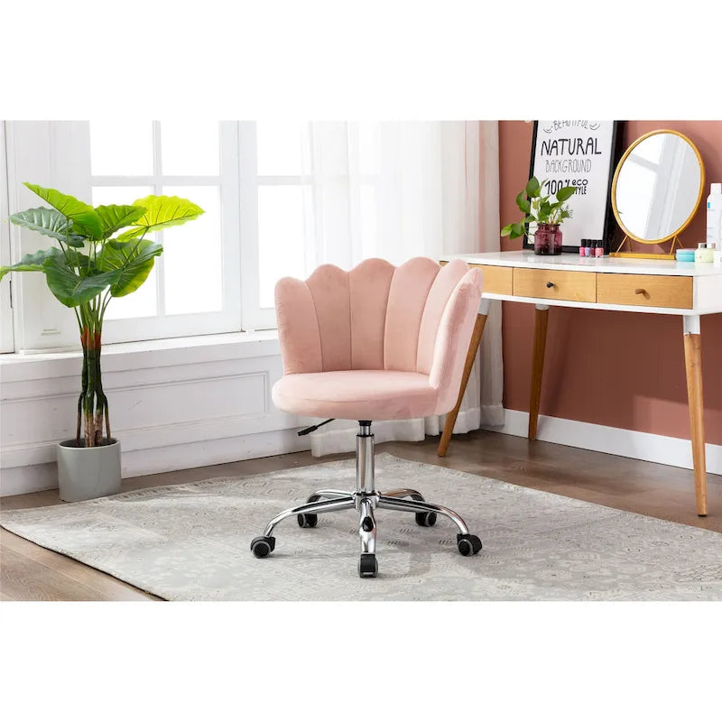 Silla de oficina doméstica giratoria tapizada en terciopelo con altura ajustable