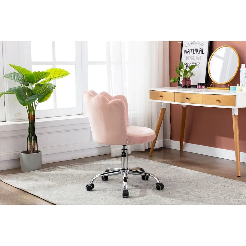 Silla de oficina doméstica giratoria tapizada en terciopelo con altura ajustable