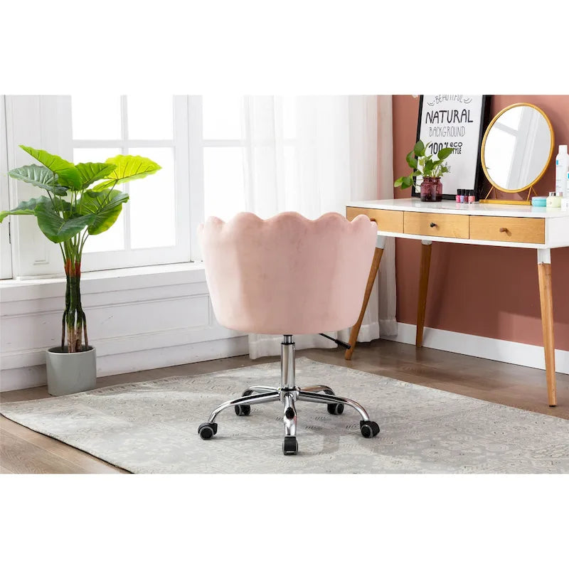 Silla de oficina doméstica giratoria tapizada en terciopelo con altura ajustable