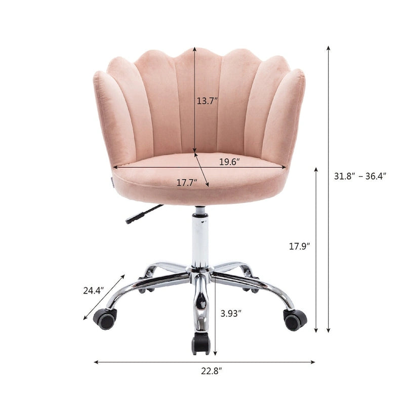 Silla de oficina doméstica giratoria tapizada en terciopelo con altura ajustable