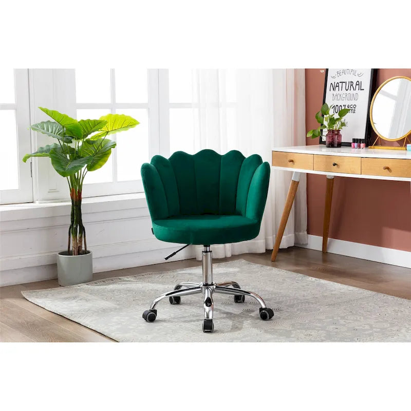 Silla de oficina doméstica giratoria tapizada en terciopelo con altura ajustable