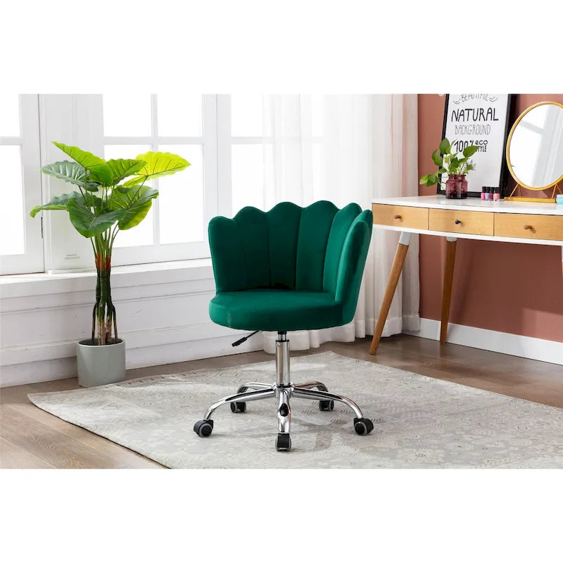 Silla de oficina doméstica giratoria tapizada en terciopelo con altura ajustable