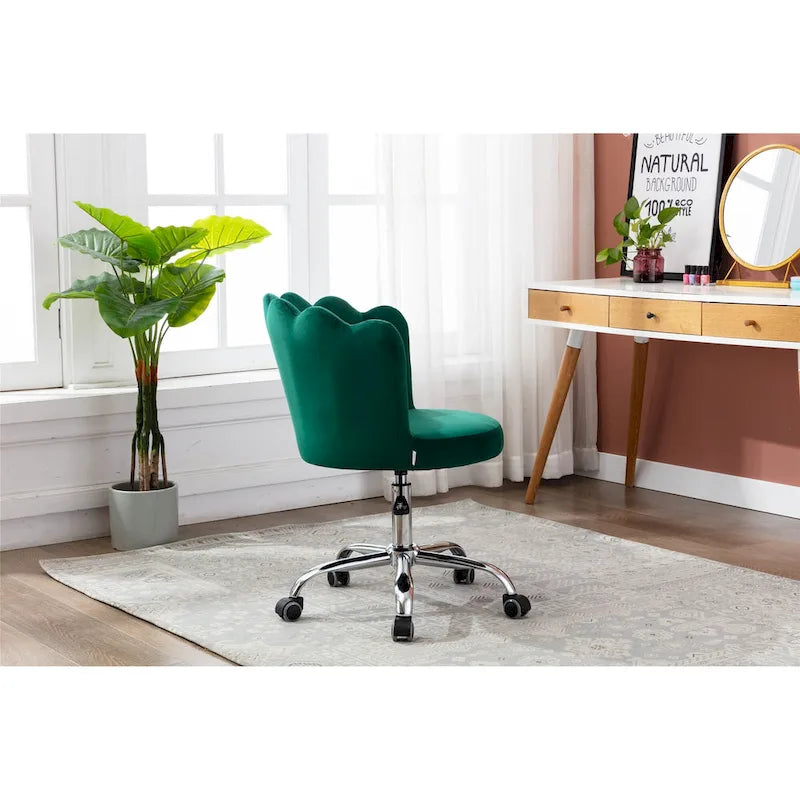 Silla de oficina doméstica giratoria tapizada en terciopelo con altura ajustable