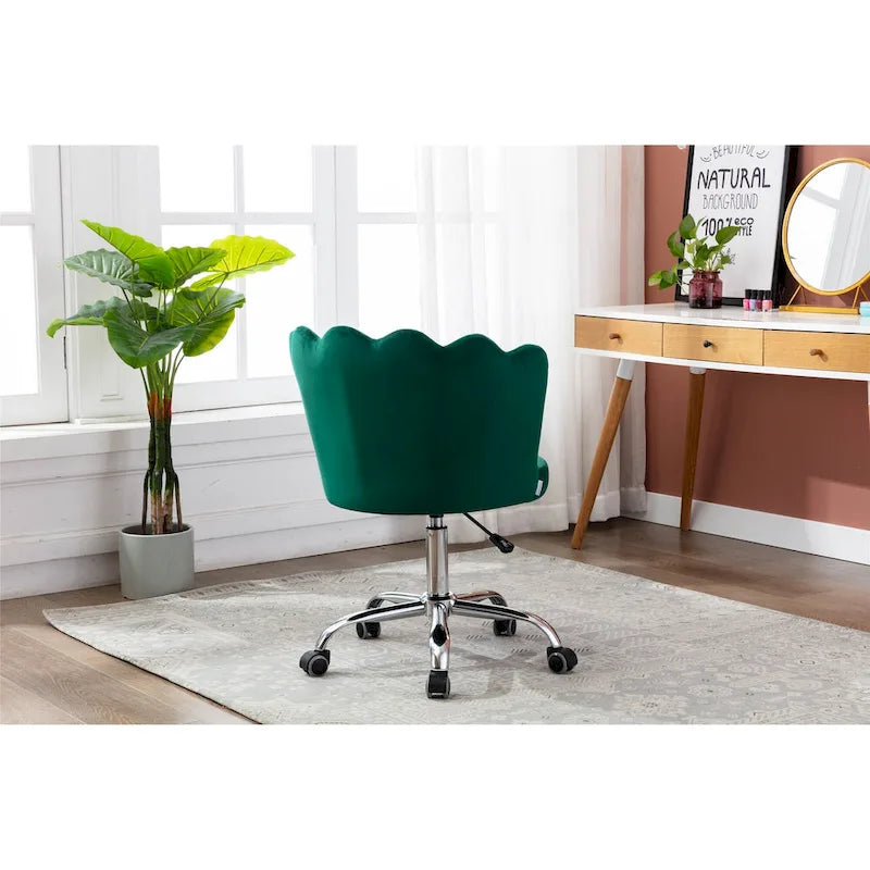 Silla de oficina doméstica giratoria tapizada en terciopelo con altura ajustable