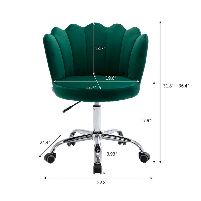 Silla de oficina doméstica giratoria tapizada en terciopelo con altura ajustable