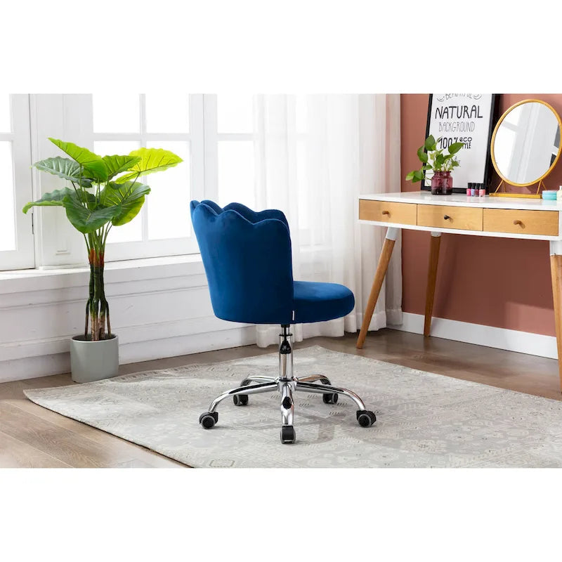 Silla de oficina doméstica giratoria tapizada en terciopelo con altura ajustable