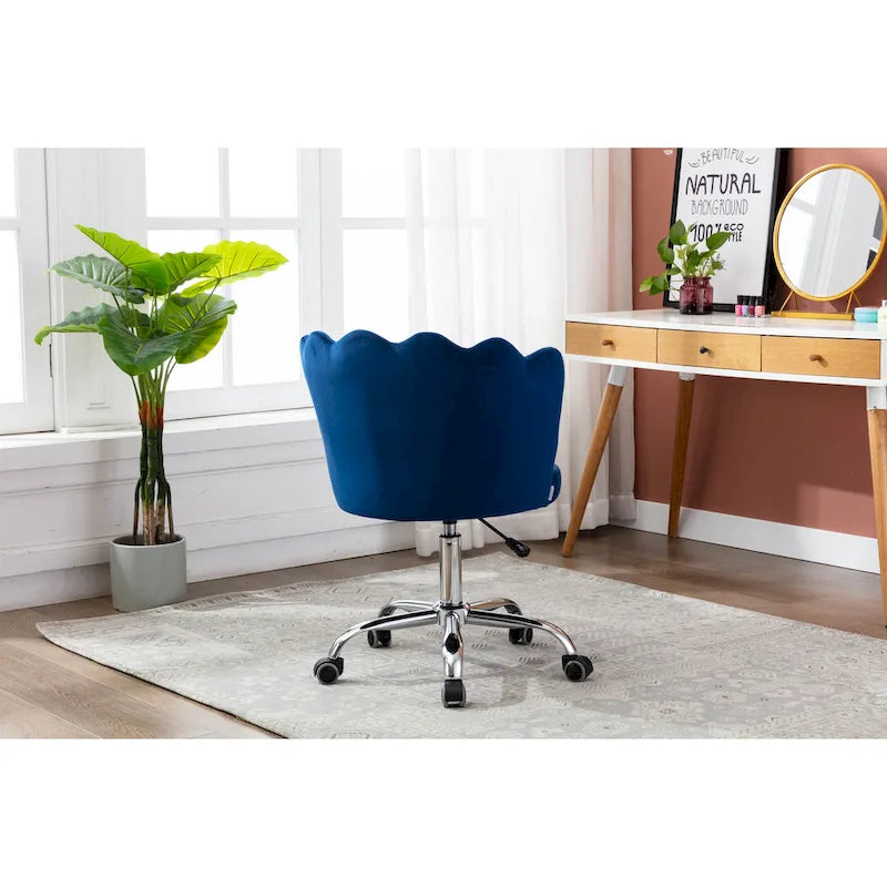 Silla de oficina doméstica giratoria tapizada en terciopelo con altura ajustable