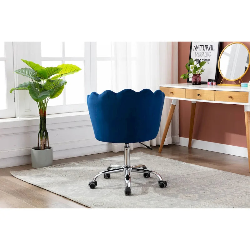 Silla de oficina doméstica giratoria tapizada en terciopelo con altura ajustable