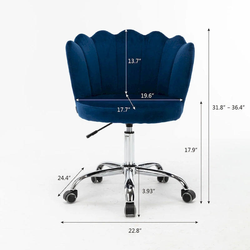 Silla de oficina doméstica giratoria tapizada en terciopelo con altura ajustable