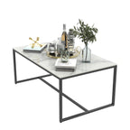 Mesa de centro rectangular Frame - Mesa auxiliar de mármol y metal