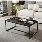 Mesa de centro rectangular Frame - Mesa auxiliar de mármol y metal