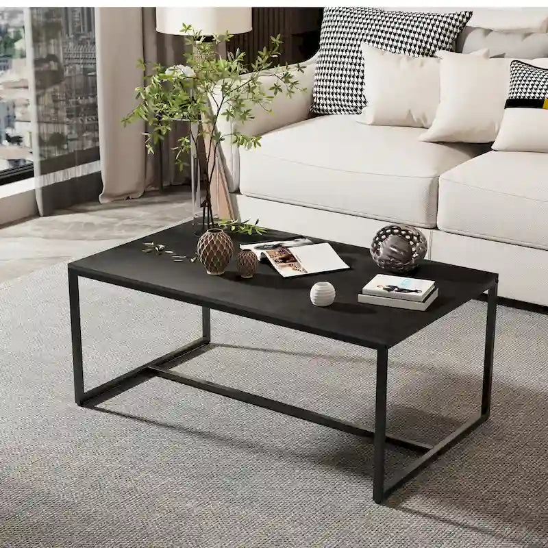 Mesa de centro rectangular Frame - Mesa auxiliar de mármol y metal