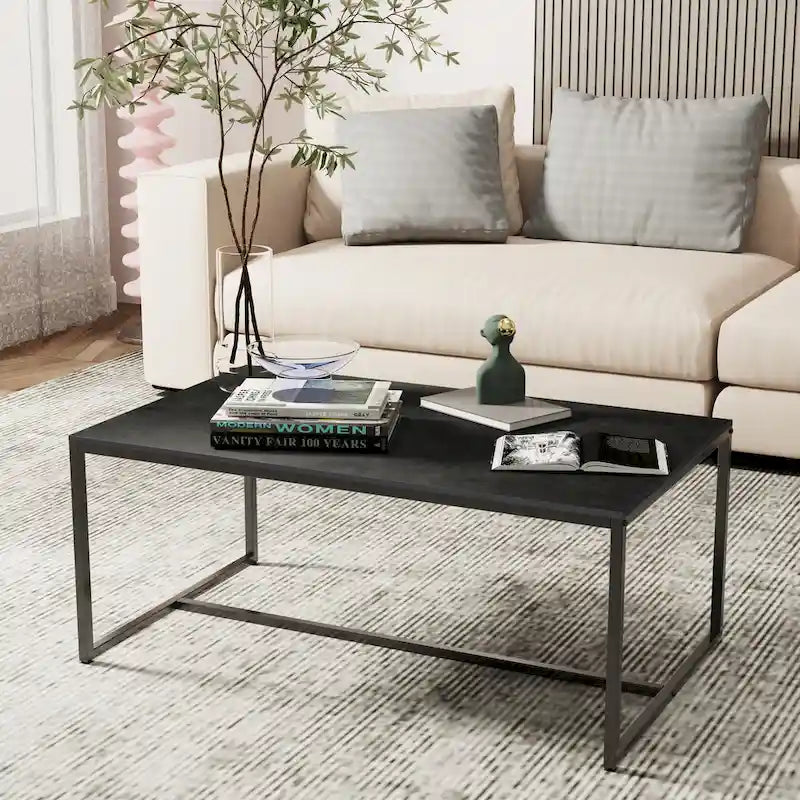 Mesa de centro rectangular Frame - Mesa auxiliar de mármol y metal