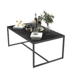 Mesa de centro rectangular Frame - Mesa auxiliar de mármol y metal