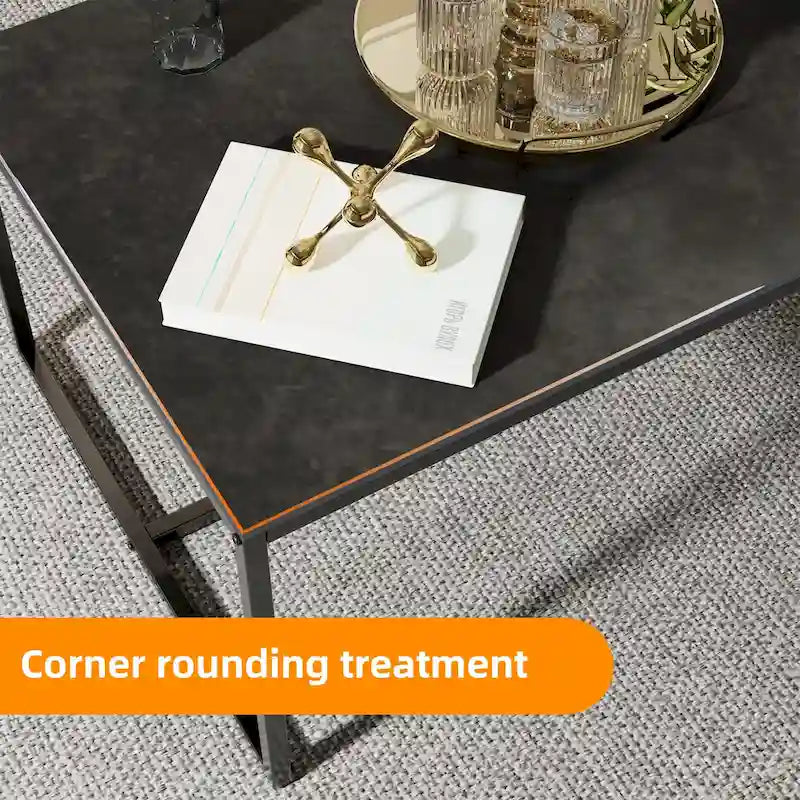 Mesa de centro rectangular Frame - Mesa auxiliar de mármol y metal